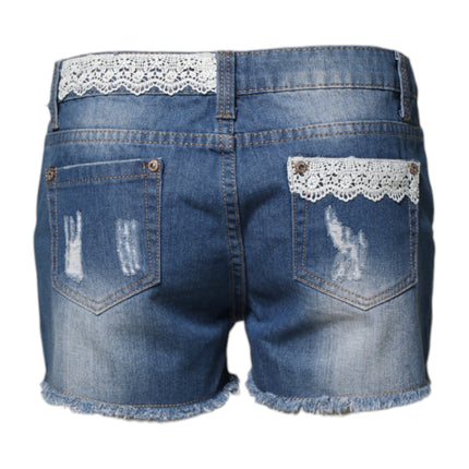 Gio Cellini Blue Cotton Low Waist Denim Casual Hot Pants Shorts