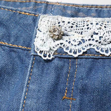Gio Cellini Blue Cotton Low Waist Denim Casual Hot Pants Shorts