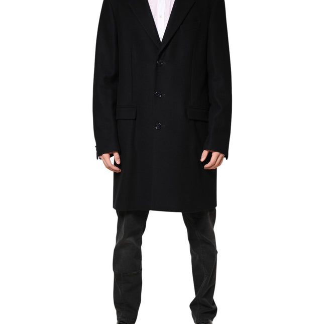 Dolce & Gabbana Black Wool Single Breasted Long Coat Jacket