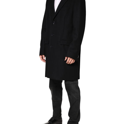 Dolce & Gabbana Black Wool Single Breasted Long Coat Jacket