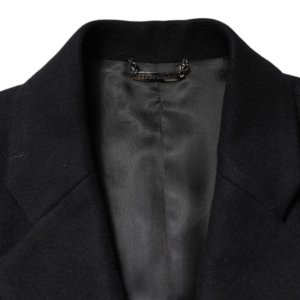 Dolce & Gabbana Black Wool Single Breasted Long Coat Jacket