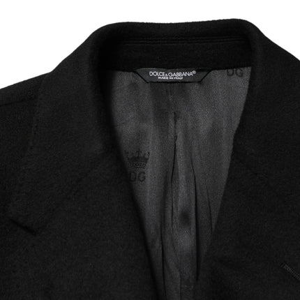 Dolce & Gabbana Black Wool Double Breasted TrenchCoat Jacket