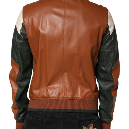 Dolce & Gabbana Multicolor Leather Full Zip men Biker Jacket