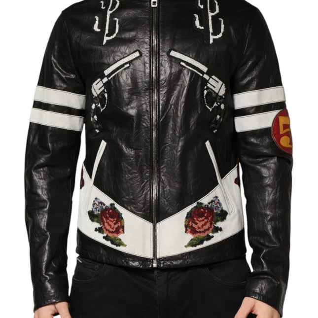Dolce & Gabbana Black Guns n' Roses FullZip Men Biker Jacket