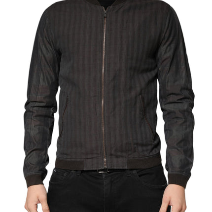 Dolce & Gabbana Black Stripes Cotton Full Zip Bomber Jacket