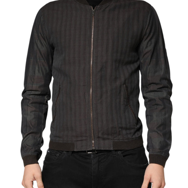 Dolce & Gabbana Black Stripes Cotton Full Zip Bomber Jacket