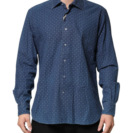 Orian 1968 Blue Button Down Long Sleeves Men Shirt