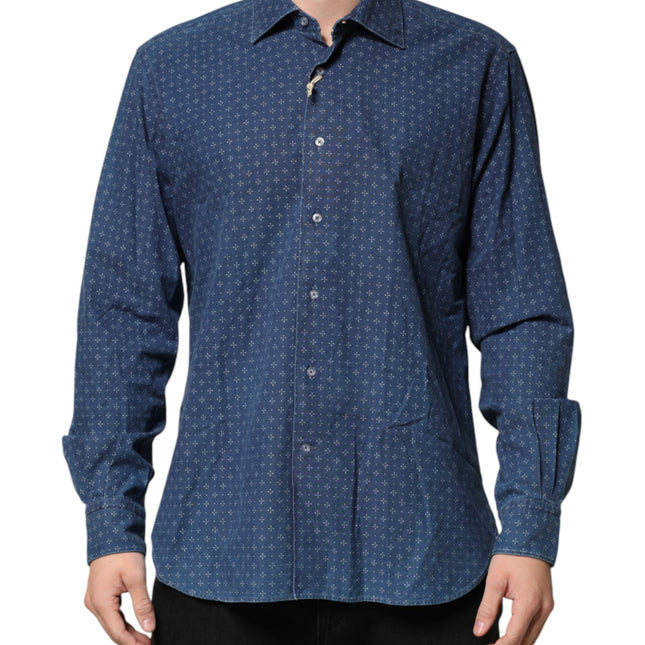 Orian 1968 Blue Button Down Long Sleeves Men Shirt