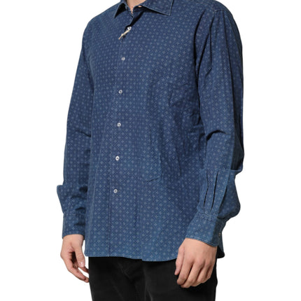 Orian 1968 Blue Button Down Long Sleeves Men Shirt