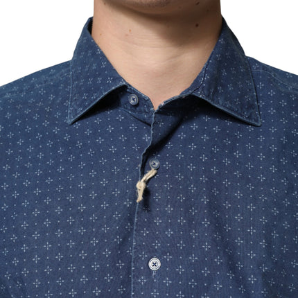 Orian 1968 Blue Button Down Long Sleeves Men Shirt