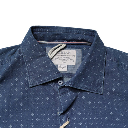 Orian 1968 Blue Button Down Long Sleeves Men Shirt