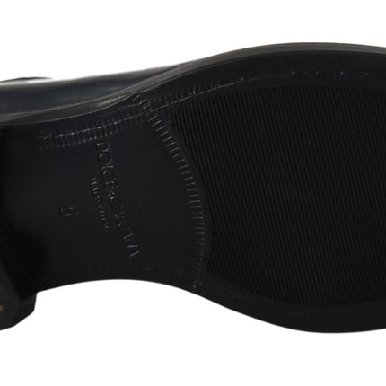 Dolce & Gabbana Blue Leather Derby Dress Formal Shoes