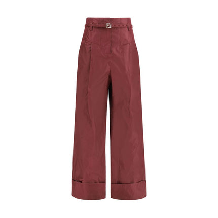 Fendi Bordeaux Silk Casual Pants