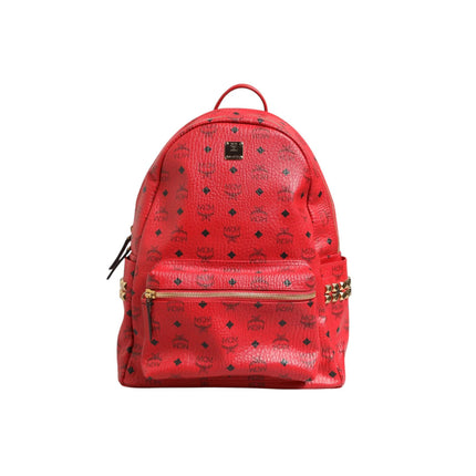 MCM Medium Stark Studded Visetos Backpack - Red