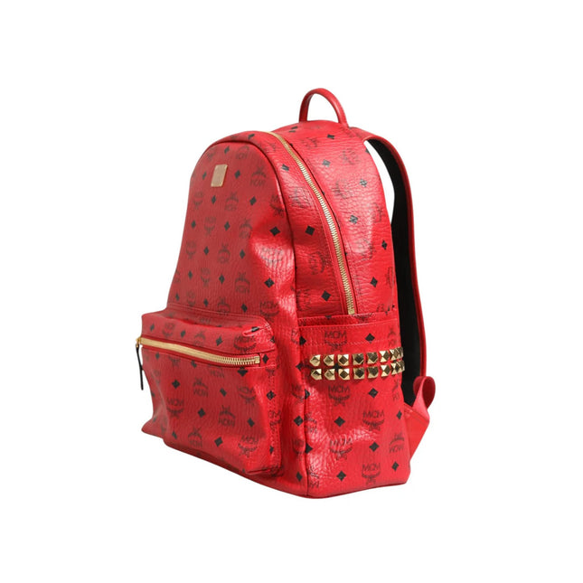 MCM Medium Stark Studded Visetos Backpack - Red